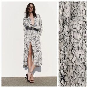 Zara Monochrome Snake Print Midi Dress